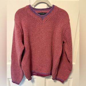 Ireland’s Eye Dublin pink wool cashmere knit pullover v-neck sweater m medium